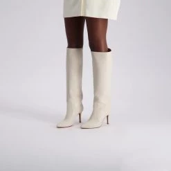 TORAL OFF-WHITE LEATHER TALL BOOTS