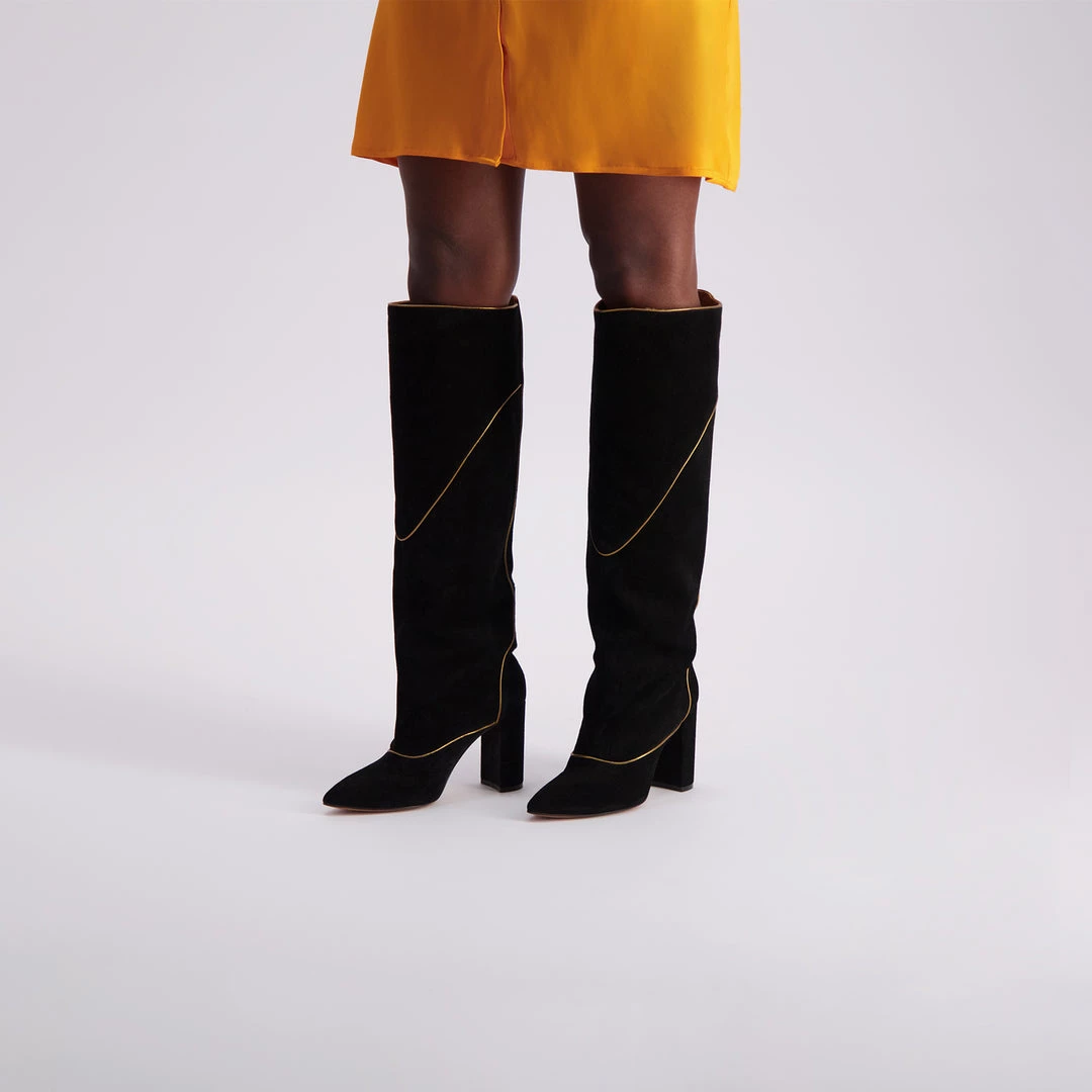 TORAL KNEE-HIGH BOOTS WITH GOLD TRIM 2 TORAL KNEE-HIGH BOOTS WITH GOLD TRIM