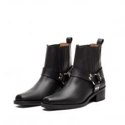 TORAL BLACK LEATHER ANKLE BOOTS