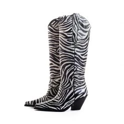 TORAL ZEBRA-EFFECT LEATHER KNEE-HIGH BOOTS
