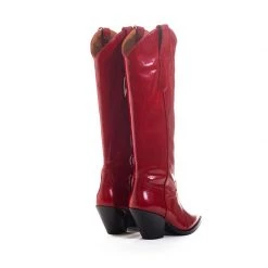 TORAL RED PATENT LEATHER KNEE-HIGH BOOTS