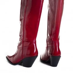 TORAL RED PATENT LEATHER KNEE-HIGH BOOTS