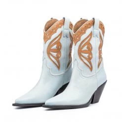 TORAL SKY BLUE LEATHER COWBOY BOOTS