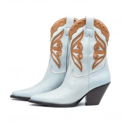 TORAL SKY BLUE LEATHER COWBOY BOOTS