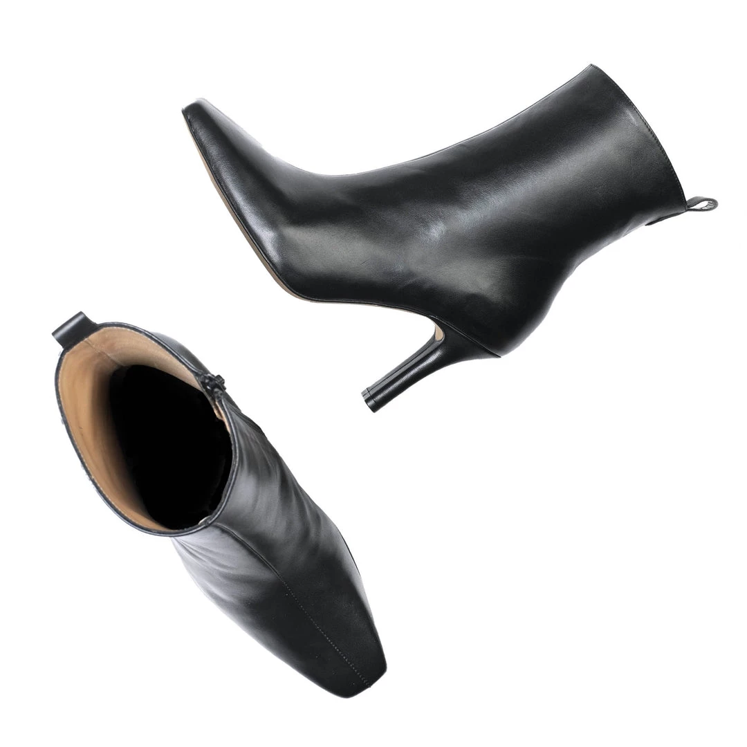 TORAL SQUARE TOE BLACK LEATHER ANKLE BOOTS 4 TORAL SQUARE TOE BLACK LEATHER ANKLE BOOTS