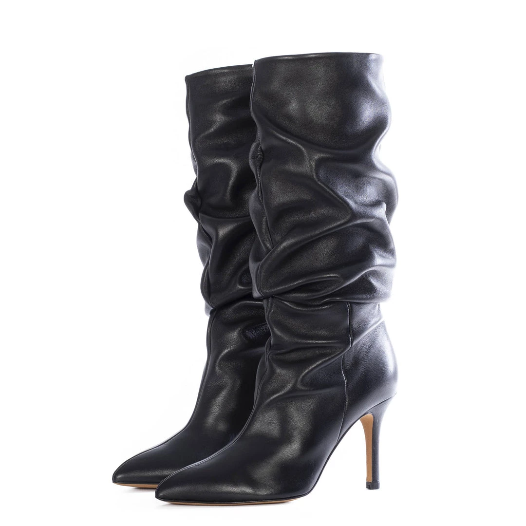 TORAL BLACK LEATHER SLOUCHY BOOTS 1 TORAL BLACK LEATHER SLOUCHY BOOTS