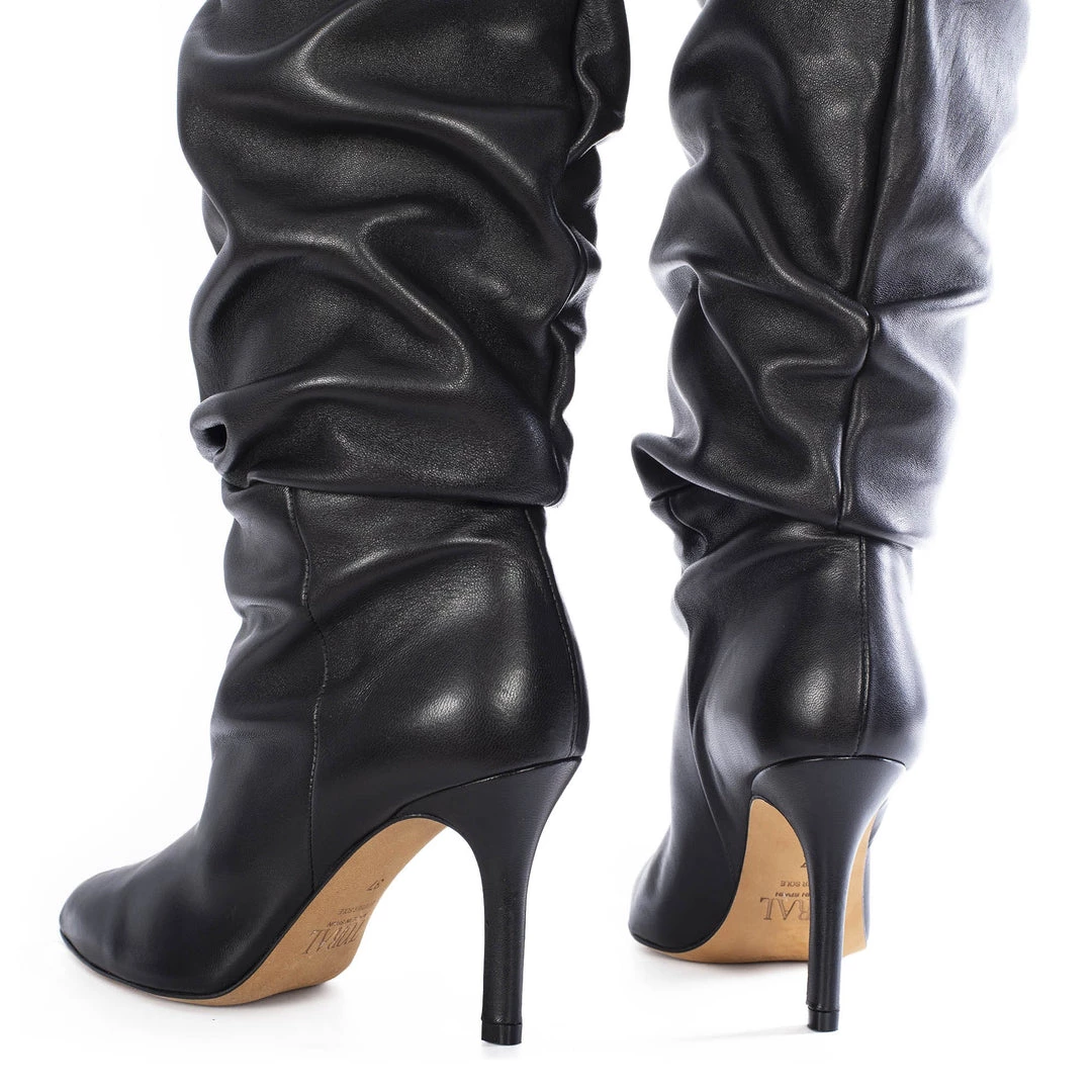 TORAL BLACK LEATHER SLOUCHY BOOTS 4 TORAL BLACK LEATHER SLOUCHY BOOTS