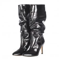 TORAL BLACK PATENT LEATHER SLOUCHY BOOTS