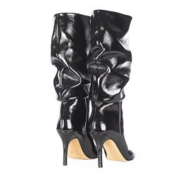 TORAL BLACK PATENT LEATHER SLOUCHY BOOTS