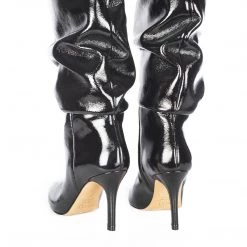 TORAL BLACK PATENT LEATHER SLOUCHY BOOTS 7 TORAL BLACK PATENT LEATHER SLOUCHY BOOTS