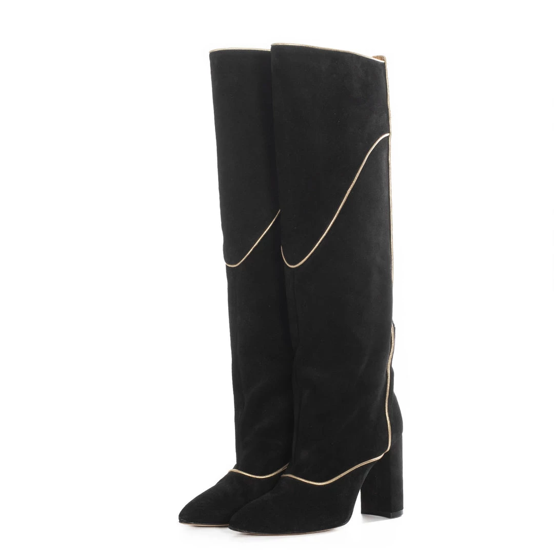 TORAL KNEE-HIGH BOOTS WITH GOLD TRIM 1 TORAL KNEE-HIGH BOOTS WITH GOLD TRIM
