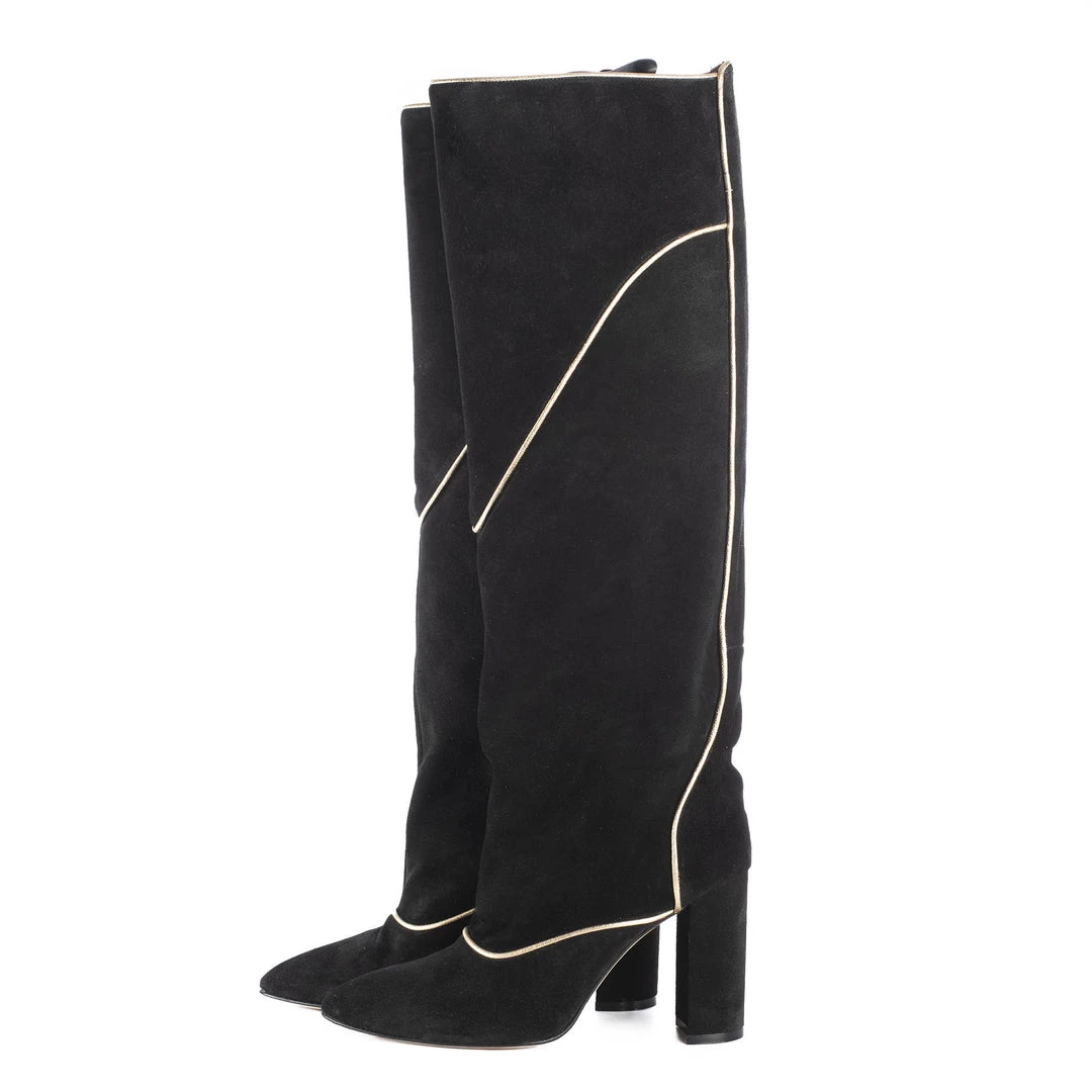 TORAL KNEE-HIGH BOOTS WITH GOLD TRIM 3 TORAL KNEE-HIGH BOOTS WITH GOLD TRIM