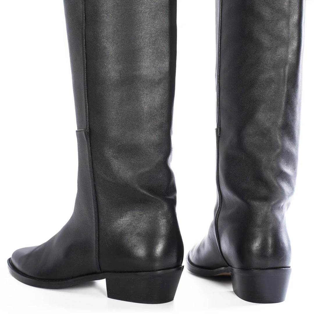 TORAL BLACK LEATHER KNEE-HIGH BOOTS 5 TORAL BLACK LEATHER KNEE-HIGH BOOTS