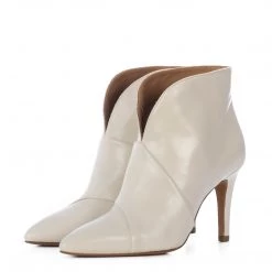 TORAL OFF-WHITE LEATHER ANKLE BOOTS