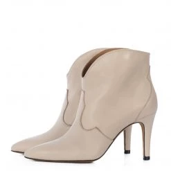 TORAL CREAM LEATHER ANKLE BOOTS