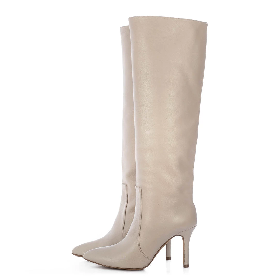 TORAL CREAM LEATHER TALL BOOTS 2 TORAL CREAM LEATHER TALL BOOTS