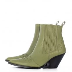 TORAL GREEN LEATHER ANKLE BOOTS 7 TORAL GREEN LEATHER ANKLE BOOTS