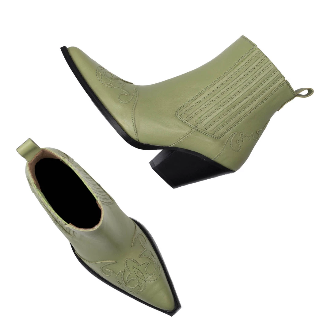 TORAL GREEN LEATHER ANKLE BOOTS 5 TORAL GREEN LEATHER ANKLE BOOTS