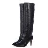 TORAL BLACK LEATHER TALL BOOTS
