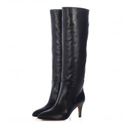 TORAL BLACK LEATHER TALL BOOTS