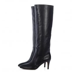 TORAL BLACK LEATHER TALL BOOTS