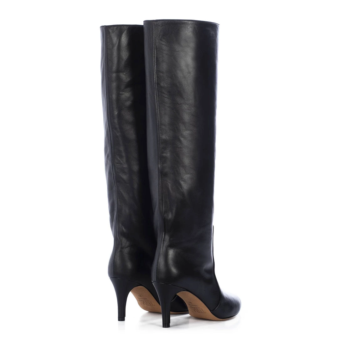 TORAL BLACK LEATHER TALL BOOTS 3 TORAL BLACK LEATHER TALL BOOTS