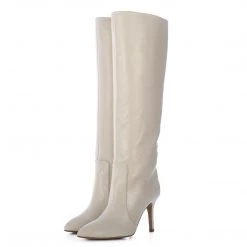 TORAL OFF-WHITE LEATHER TALL BOOTS