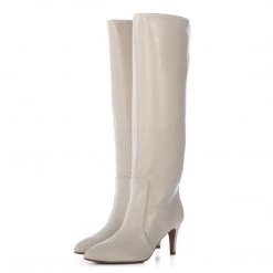 TORAL OFF-WHITE LEATHER TALL BOOTS