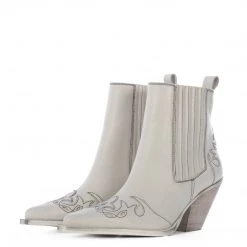 TORAL WHITE LEATHER ANKLE BOOTS