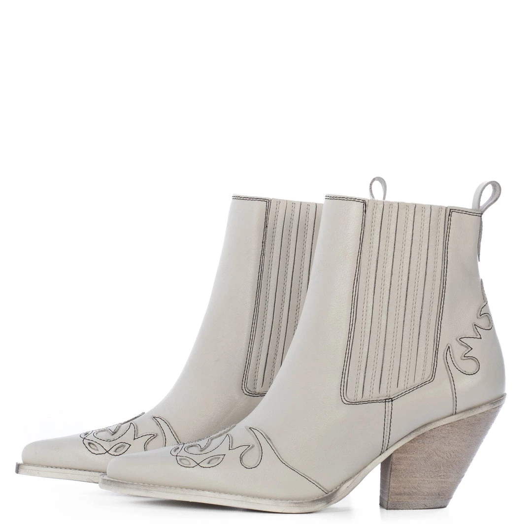 TORAL WHITE LEATHER ANKLE BOOTS 2 TORAL WHITE LEATHER ANKLE BOOTS