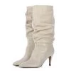 TORAL SLOUCHY OFF-WHITE LEATHER BOOTS