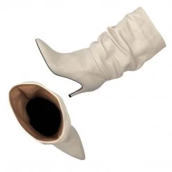 TORAL SLOUCHY OFF-WHITE LEATHER BOOTS