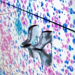 TORAL TEXTURED SILVER LEATHER ANKLE BOOTS