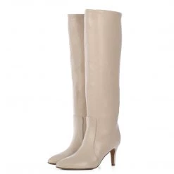 TORAL CREAM LEATHER TALL BOOTS