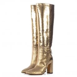 Toral TEXTURED GOLD METALLIC TALL BOOTS
