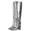 Toral TEXTURED SILVER METALLIC TALL BOOTS