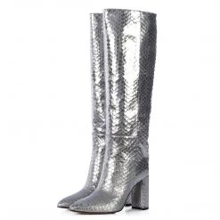 Toral TEXTURED SILVER METALLIC TALL BOOTS