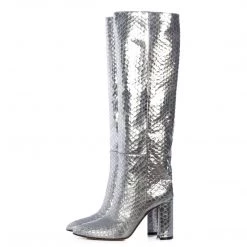 Toral TEXTURED SILVER METALLIC TALL BOOTS 9 Toral TEXTURED SILVER METALLIC TALL BOOTS