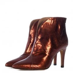 Toral TEXTURED RED-ORANGE METALLIC ANKLE BOOTS