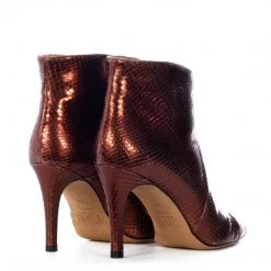 Toral TEXTURED RED-ORANGE METALLIC ANKLE BOOTS