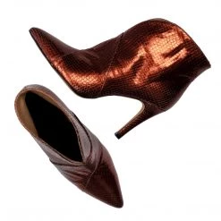 Toral TEXTURED RED-ORANGE METALLIC ANKLE BOOTS