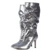 Toral TEXTURED SILVER METALLIC SLOUCHY BOOTS