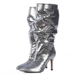 Toral TEXTURED SILVER METALLIC SLOUCHY BOOTS
