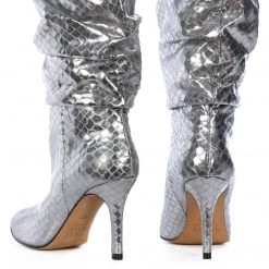 Toral TEXTURED SILVER METALLIC SLOUCHY BOOTS