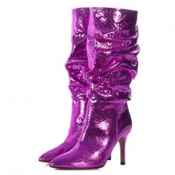 Toral TEXTURED FUCHSIA METALLIC SLOUCHY BOOTS