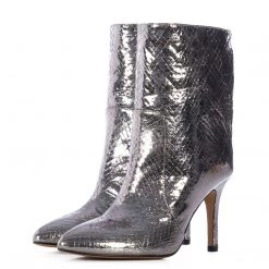 Toral TEXTURED SILVER METALLIC ANKLE BOOTS