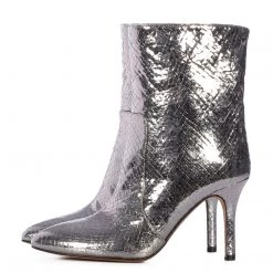 Toral TEXTURED SILVER METALLIC ANKLE BOOTS