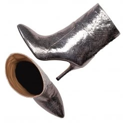 Toral TEXTURED SILVER METALLIC ANKLE BOOTS