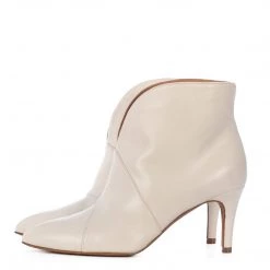 TORAL OFF-WHITE LEATHER ANKLE BOOTS