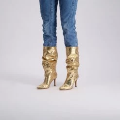 Toral TEXTURED GOLD METALLIC SLOUCHY BOOTS